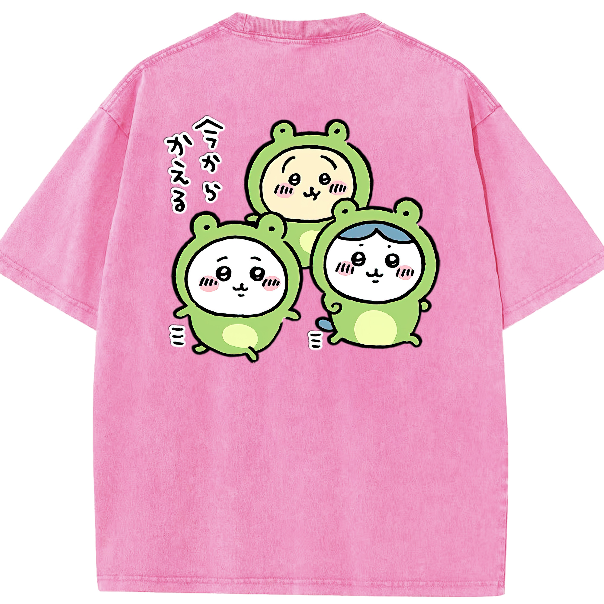 （画像用） ちいかわ ハチワレ Chii-kawa hachiware 綿100% ヴィンテージ風 半袖Tシャツ（背面プリント）